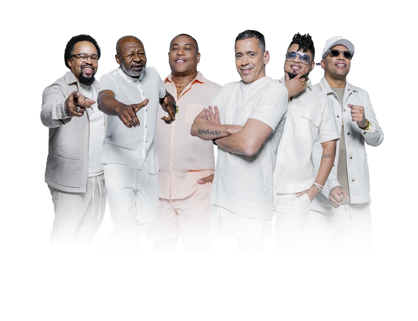 Integrantes do Grupo Revelação em imagem oficial de divulgação do projeto Revelação 30 Anos